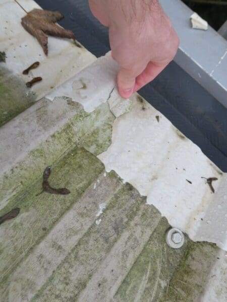 peeling roof coating due to incorrect surface preparation